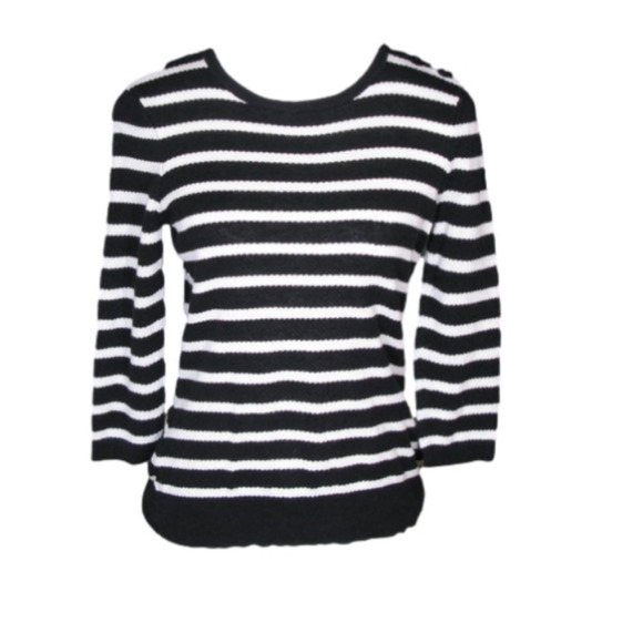 Lauren Ralph Lauren Tops - LAUREN Ralph Lauren Black/White Stripe Linen 3/4 Sleeve Top Size M